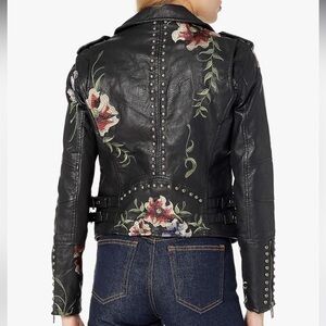 Embroidered Moto leather jacket